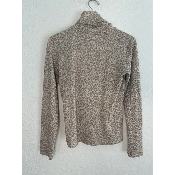 Zara Turtleneck Sweater Cheetah Animal Print Soft Cozy Minimalist Tan Stretchy - Picture 6 of 8